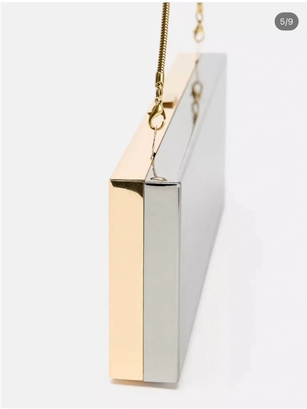 Zara Metallic Gold Rectangle Chain Clutch